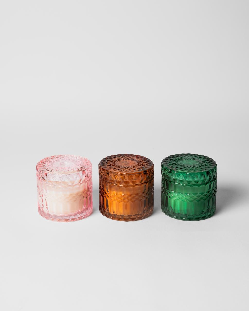 Maysa Scented Soy Wax Candle – Premium Crystal Jar(Set of 3)